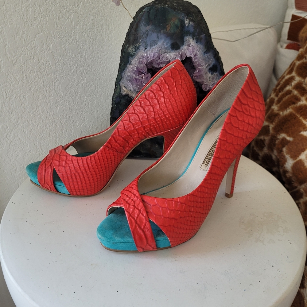 BUFFALO BRAND REAL LEATHER OPEN TOE HIGH HEEL